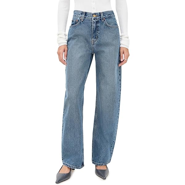 B Sides Women's Easy Mid Relaxed Jeans, Vista Blue, 24 at Amazon